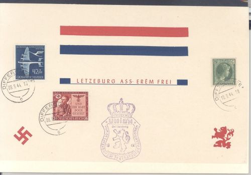 Dt. Bes. 2. WK Luxemburg, Befreiungskarte 1944 aus Letzeburg