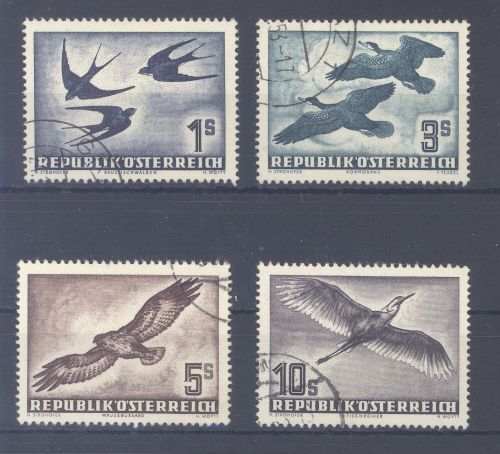 Österreich Michel Nummer 984-87, Vögel 1953 gestempelt