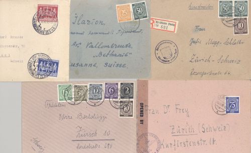 All. Bes., 9 verschiedene Briefe in die Schweiz gelaufen als Posten