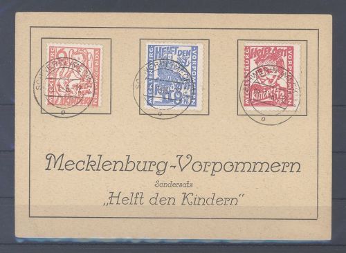 SBZ, Karte mit Michel Nummer 26-28, Freimarken 1945 aus Schwerin