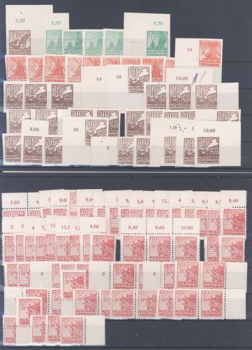 SBZ, ** Posten aus 29-40x, weisses Papier auf 6 Steckkarten
