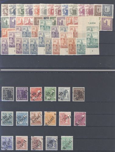 SBZ, ** Posten aus Michel Nummer 138-181 auf 2 Steckkarten