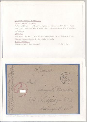 Dt. Feldpost 2. WK, Brief 1944 24. Schnellboot Flotille FP Nr. M54383