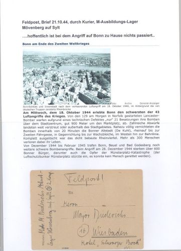 Dt. Feldpost 2. WK, Brief 1944 aus Mövenberg - Sylt nach Wiesbaden