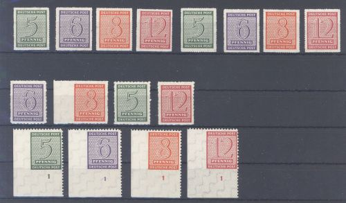 SBZ, ** Posten aus Mi Nr. 116-19 Postmeistertrennungen, viel geprüft