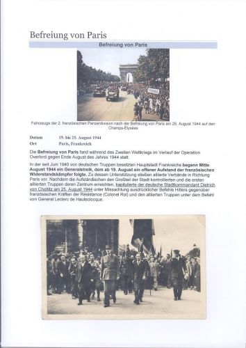 Dt. Feldpost 2. WK, ungebrauchte AK Karte zur Befreiung Paris 1944