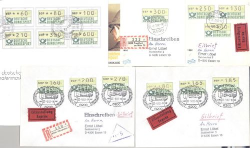 Bund, umfangreicher gestempelter Posten ATM Marken und Briefe