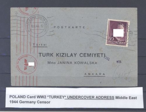 Dt. Feldpost 2. WK, Brief 1944 mit Undercover Adresse nach Ankara