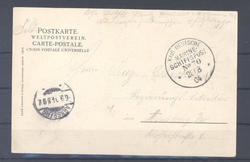 Dt. Kolonien DWSA, Schiffpost Karte 1904 Marine Schiffspost No. 70