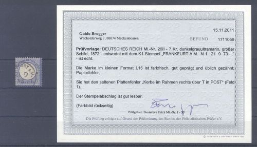 Dt. Reich, 7 Kreuzer Brustschild mit Plattenfehler II und L 15, Befund BPP