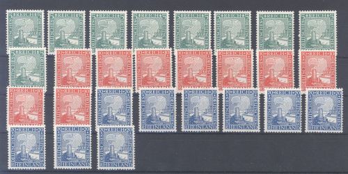 Dt. Reich, 9 x Michel Nummer 375-77, Nothilfe 1925 **