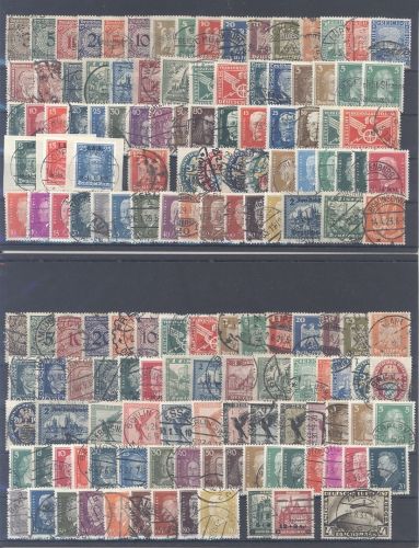 Dt. Reich, gestempelter Posten aus 1924-32 auf 3 Steckkarten
