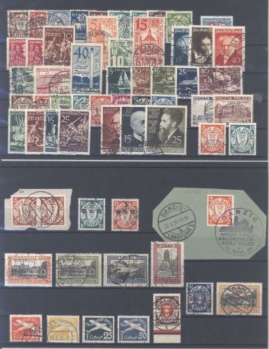 Danzig, gestempelter Posten aus 1924-39 auf 2 Steckkarten