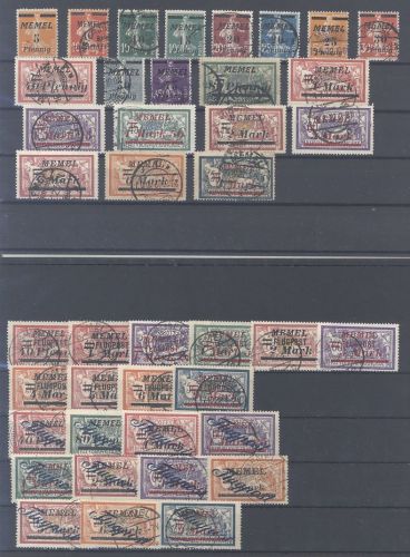 Memel, gestempelter Posten aus Freimarken 1922 auf 2 Steckkarten