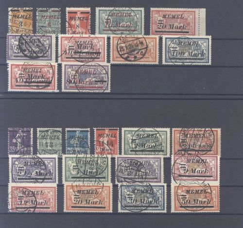Memel, gestempelter Posten aus Freimarken 1922 auf 3 Steckkarten