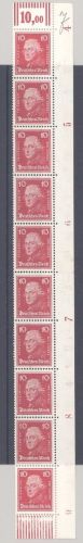 Dt. Reich Michel Nummer 390, 10 Pfg. 1926 als ** Zehnerstreifen