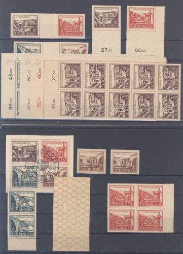 SBZ, **/gestempelter Posten aus Michel Nr. 112/15 auf 2 Steckkarten
