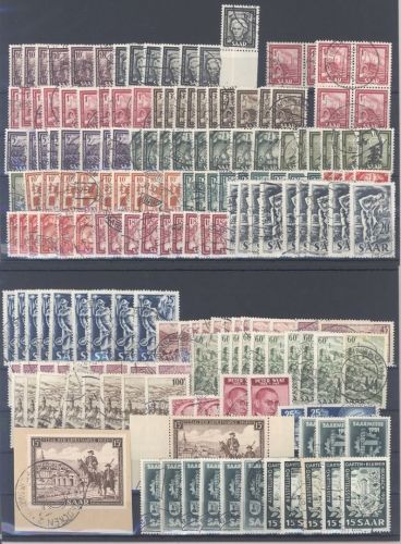 Saarland, gestempelter Posten aus 1949/56 auf 3 Steckkarten
