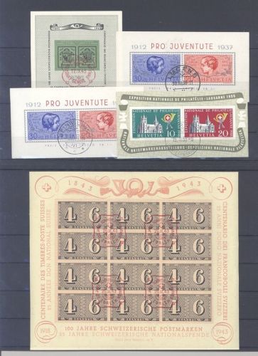Schweiz Block 3, 8, 9, 10, 12 und 13 gestempelt als Posten