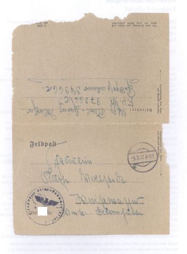 Dt. Feldpost 2. WK, Elite Brief 1944 mit Fehleinstellung Datum und Tarnstempel