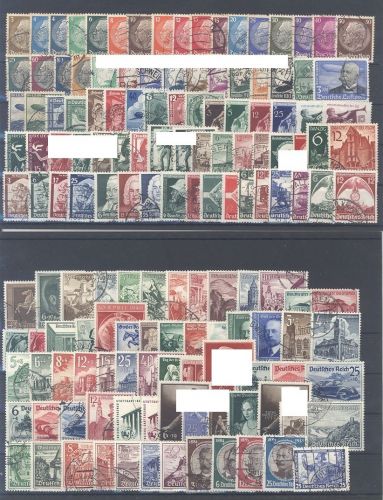 Dt. Reich, gestempelter Posten aus 1933-39 auf 4 Steckkarten