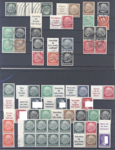 Dt. Reich, */** Posten Zusammendrucke aus 1933-39 auf 3 Steckkarten
