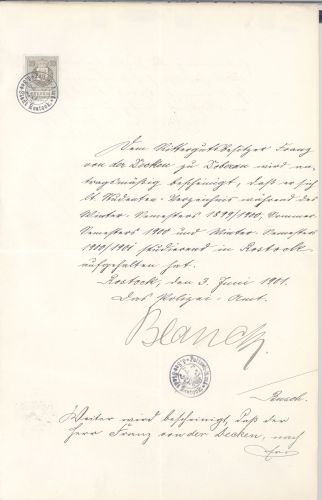 Dt. Reich, Beleg 1901 vom Polizeiamt Rostock mit 20 Pfg. Freimarke
