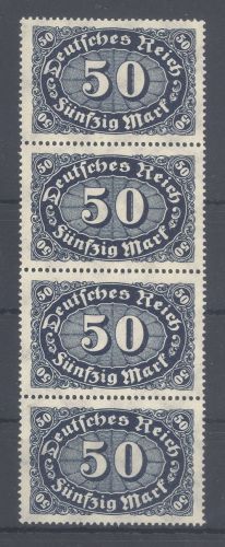 Dt. Reich Michel Nummer 246c, 50 Mark ** Viererersteifen, geprüft BPP