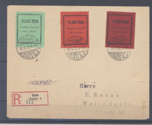 Dt. Reich, R - Brief 1923 mit interessanter MiF aus Halle