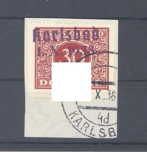 Dt. Bes. 2. WK Sudetenland Karlsbad Michel Nr. 33, 30 H. Briefstück gp.