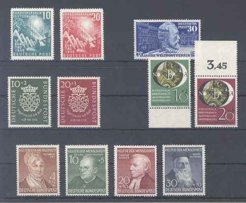 Bund, ** Posten besserer Werte und Sätze aus 1949-53