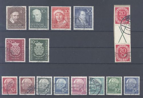 Bund, gestempelter Posten besserer Werte und Sätze aus 1949-54