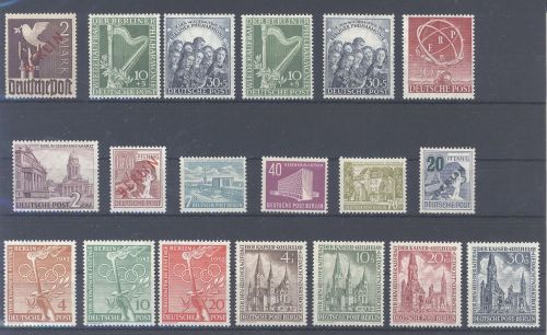 Berlin, ungebrauchter * Posten aus 1949-53 auf Steckkarte