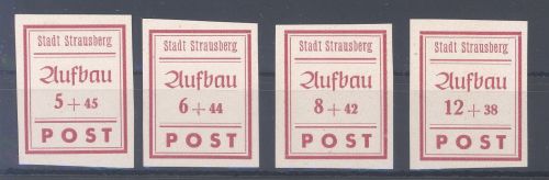 Dt. Lokalpost Strausberg Michel Nummer 34-37 als Probedrucke (?), gp.