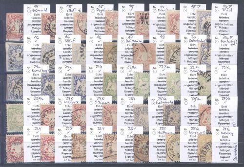 Bayern, gestempelter Posten Wappen Ausgaben auf Steckkarte, geprüft