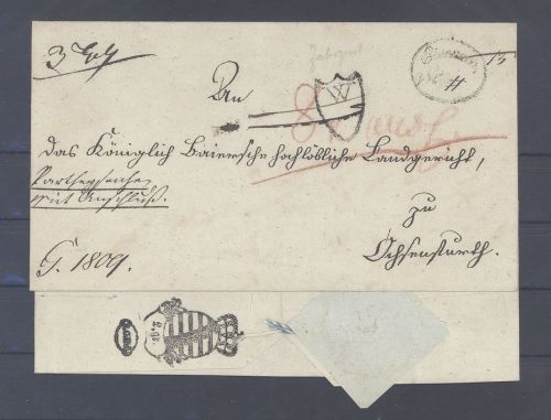 Sachsen, Fahrpost Brief 1809 Ovalstempel Eisenach und Wappensiegel