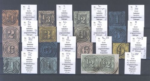 Thurn & Taxis, gestempelter Posten aus Michel Nummer 1-12, geprüft