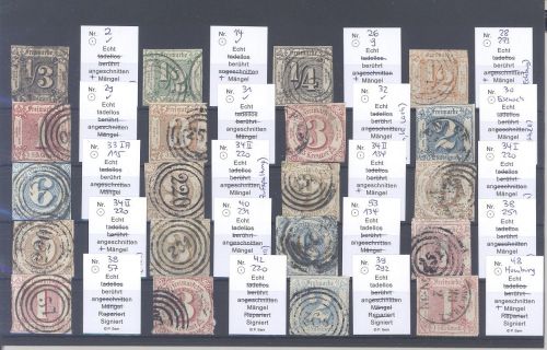 Thurn & Taxis, gestempelter Posten auf Steckkarte, geprüft
