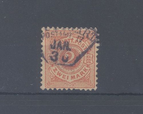 Württemberg Michel Nummer 52, 2 Mark Freimarke 1878 gestempelt