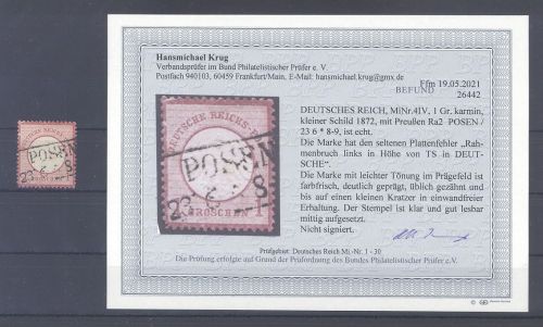 Dt. Reich, 1 Groschen Brustschild mit PF IV gestempelt, Befund BPP
