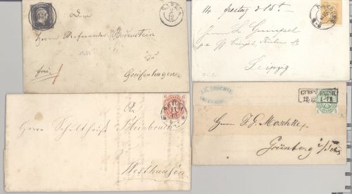 Preußen, 4 Briefe mit schönen Frankaturen als Posten