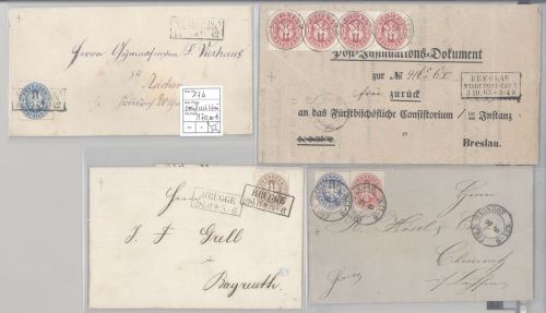 Preußen, 4 Briefe mit aus Michel Nummer 16-18, Freimarken 1861