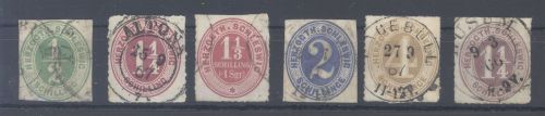 Schleswig Holstein Michel Nr. 13-17, Freimarken 1865-67 gestempelt