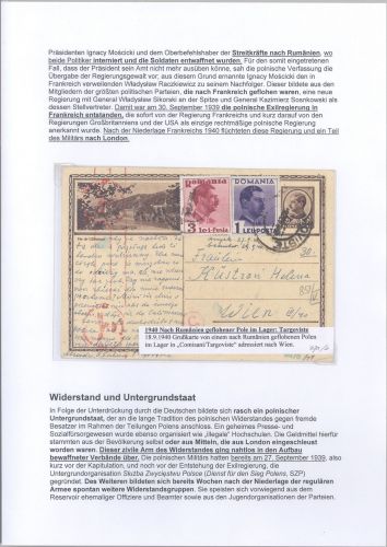 Dt. Feldpost 2. WK, Karte 1940 nach Rumänien geflohenen Polen