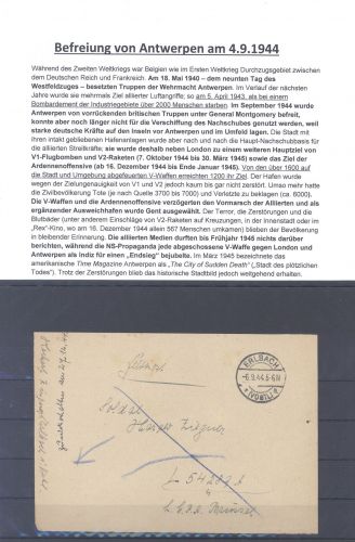 Dt. Feldpost 2. WK, Brief zur Befreiung von Antwerpen am 04.09.1944