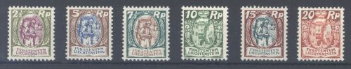 Liechtenstein Michel Nummer 65-70, Freimarken 1924 **