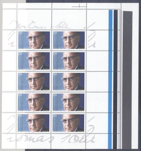 Bund Michel Nummer 1963, Dehler 1997 verschnittener Kleinbogen **