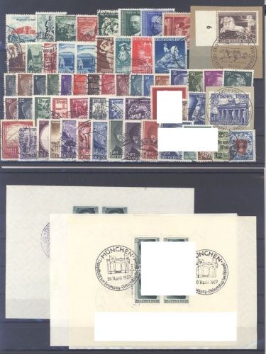Dt. Reich, gestempelter Posten aus 1933-41 auf 5 Steckkarten