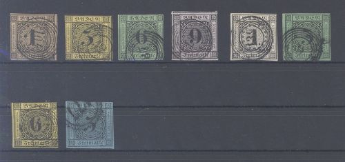 Baden Michel Nr. 1-8, Freimarken 1851-58 gestempelt, meist gp. BPP