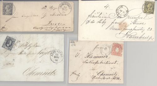 Sachsen, 6 Briefe mit auch Stadtpost als Posten